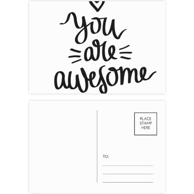 You Are Awesome Quote Postcard Set Birthday Mailing Thanks Greeting Card