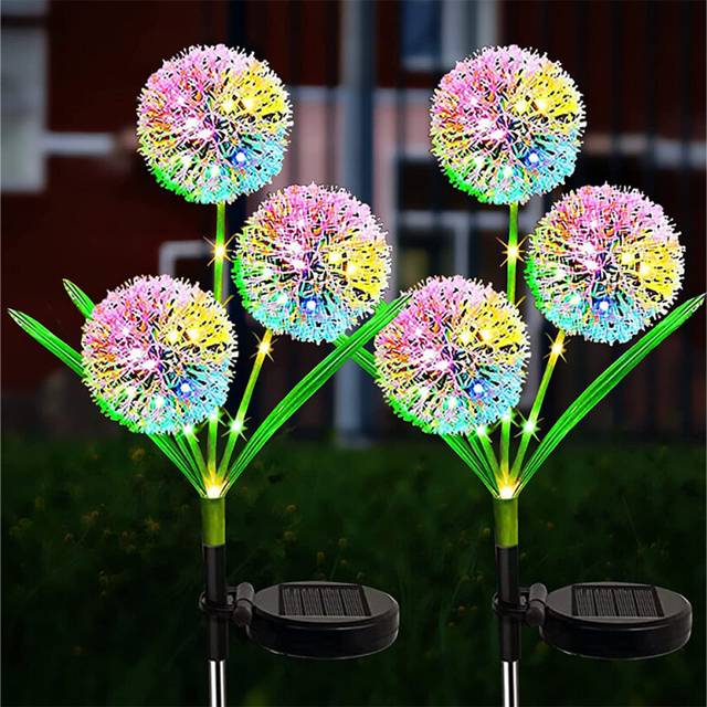 Solar Lights Outdoor Garden Decor, 2 Pack Solar Garden Lights Decorative Dandelion