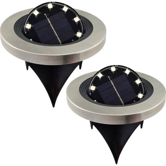 2pc 25th Hour Stainless Steel Outdoor Solar Powered Swivel Stake Path Light IP44