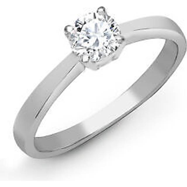 (S) Jewelco London Ladies Solid Platinum 4 Claw Set Round G SI1 0.25ct Diamond Solitaire Engagement Ring 4mm - PTR003-025
