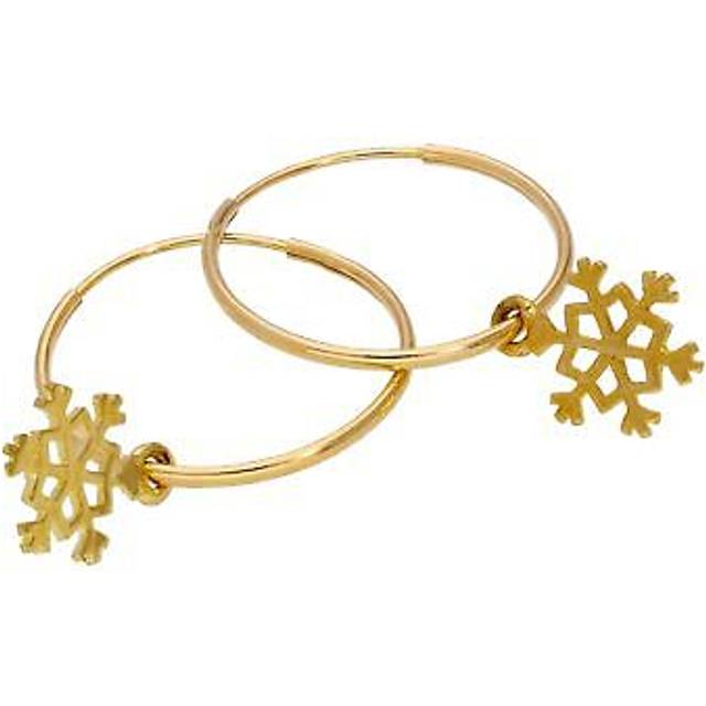 9ct gold snowflake 13mm hoop earrings