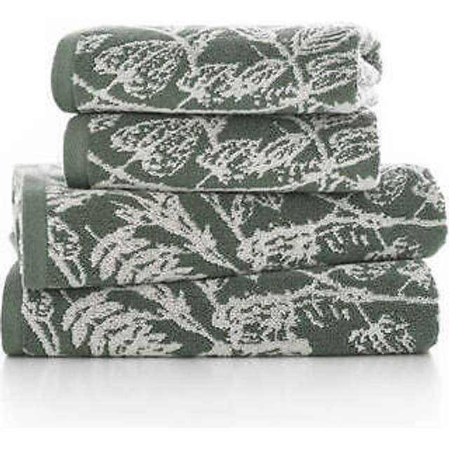 Secret Garden 550gsm Yarn Dyed Jacquard Cotton Towels - Green - Bath Sheet