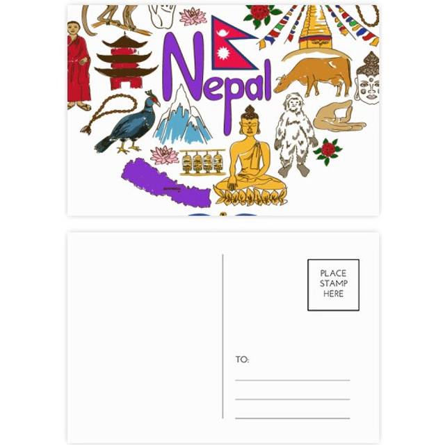 Nepal Love Heart Landscap National Flag Postcard Set Birthday Mailing Thanks Greeting Card