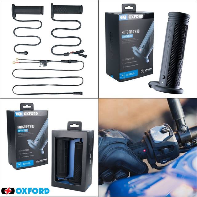 Oxford Adventure Motorcycle Hotgrips Pro Heated Grips - Black, Black