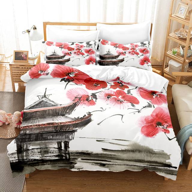 (Style 06, King(220X240CM/3PCS)) Ink painting Kid Bedding Single Double Duvet Cover