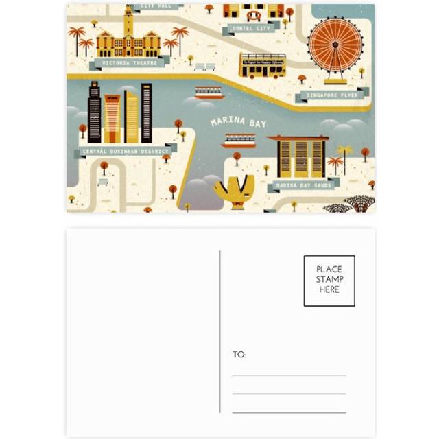 Vintage Singapore Landmark Postcard Set Birthday Mailing Thanks Greeting Card