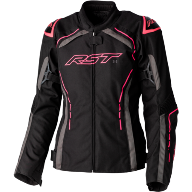 RST S-1, textile jacket waterproof women , color: Black/Grey/Neon-Pink , size: 3XL