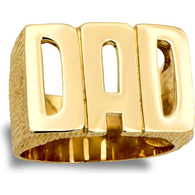 (Z+1) Jewelco London Men's Solid 9ct Yellow Gold Barked Sides DAD Ring