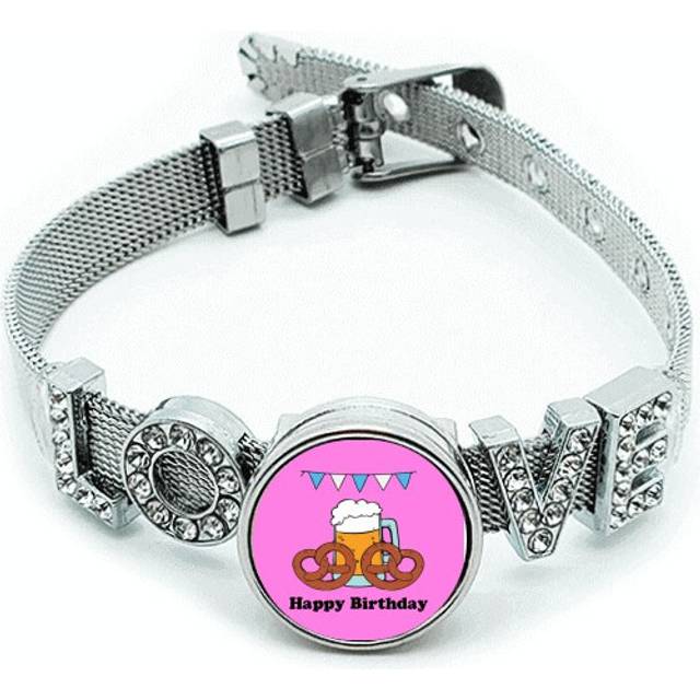 English Donut Snack Birthday Beer Bracelet Wristband Crystal Love Adjustable Bangle