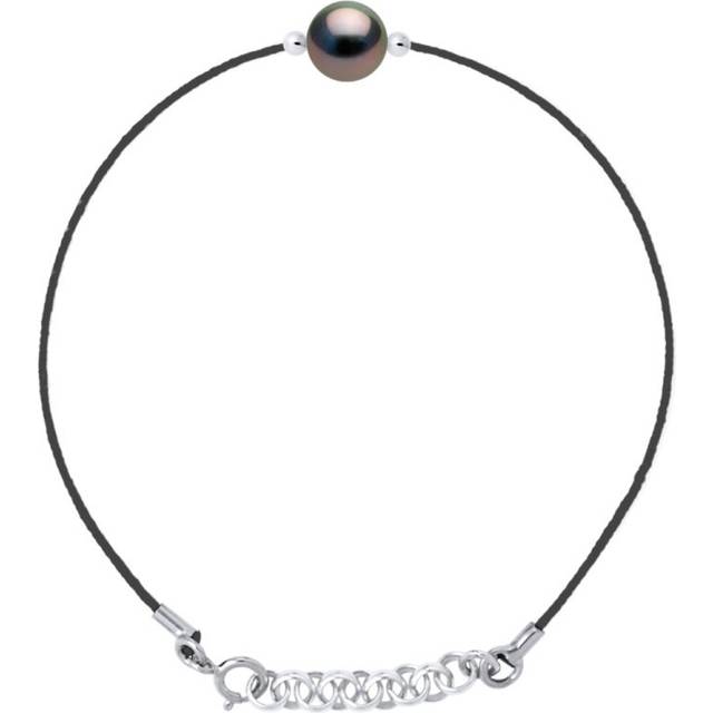 Diadema Womens - Bracelet - Love Bond - Black Nylon - Tahitian Pearl - Rainbow - Natural Silver - One Size