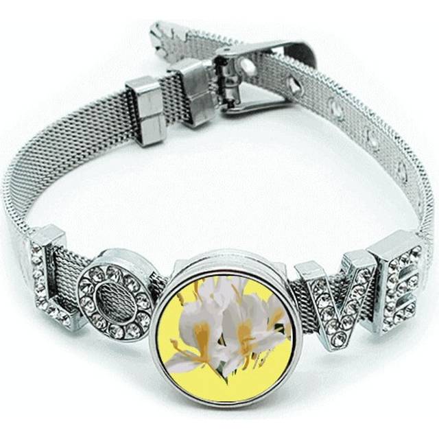 Ginger Flower Cuba Art Deco Fashion Bracelet Wristband Crystal Love Adjustable Bangle