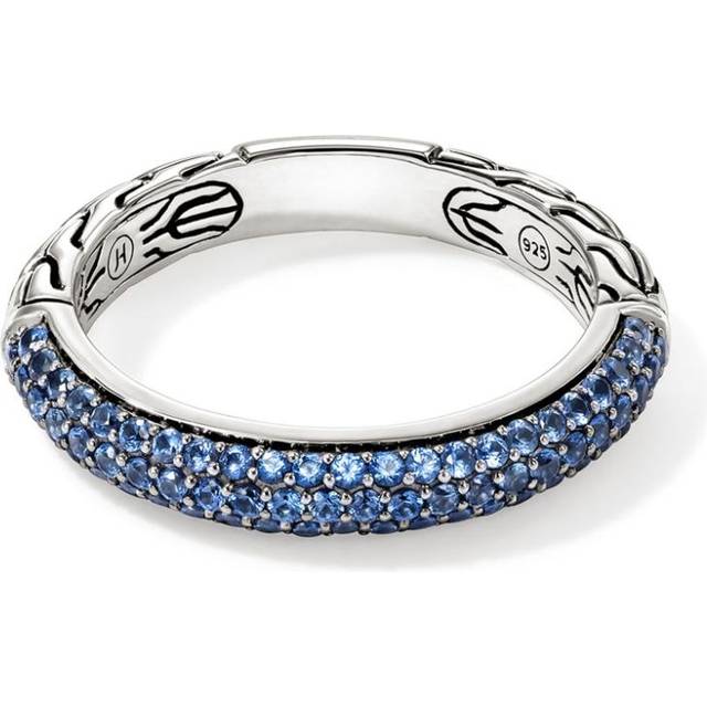 John Hardy - sterling silver JH Essential sapphire band ring - women - Blue Sapphire/Sterling Silver - 6