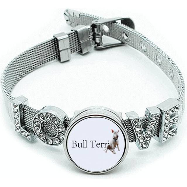 Bull Terrier Appearance Hair Dog Bracelet Wristband Crystal Love Adjustable Bangle