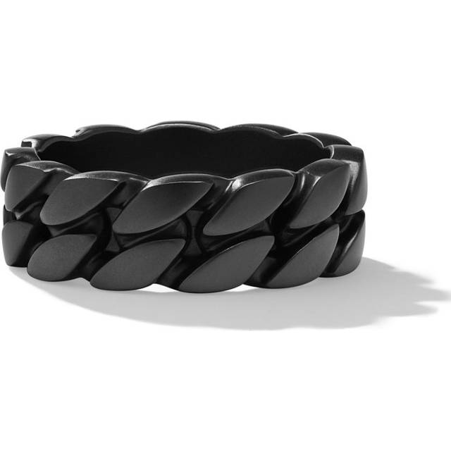 David Yurman - Curb Chain band ring (8mm) - men - Titanium - 10 - Black
