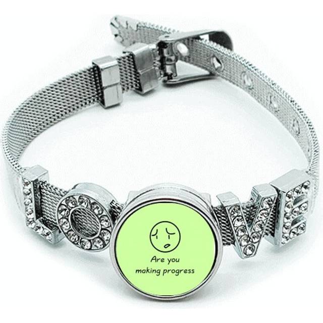 Frown Confused Doubt Latest Expression Bracelet Wristband Crystal Love Adjustable Bangle
