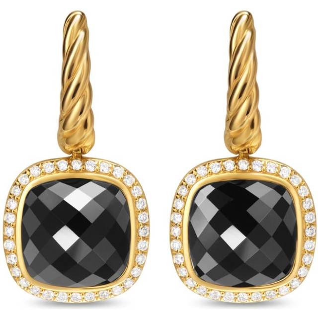 David Yurman - 18kt yellow gold Albion onyx and diamond earrings (26.3mm) - women - 18kt Yellow Gold/Onyx - One Size