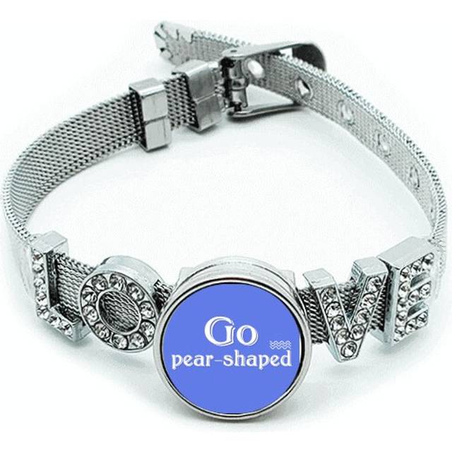 Interesting Catchword Pear Shaped Bracelet Wristband Crystal Love Adjustable Bangle