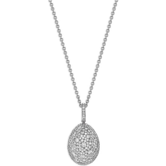 Fabergé - 18kt white gold Emotion Egg diamond necklace - women - 18kt White Gold/Diamond - One Size - Silver