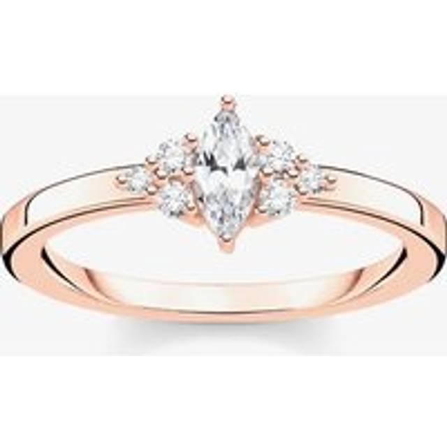 THOMAS SABO Rose Gold Plated Cubic Zirconia Marquise Cluster Ring TR2325-416-14-48