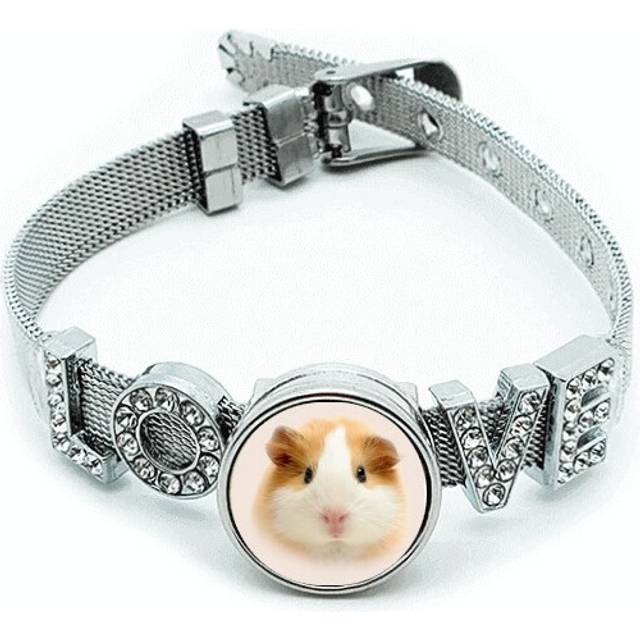 Hamster Pet Brown Hair Art Deco Fashion Bracelet Wristband Crystal Love Adjustable Bangle