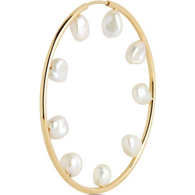 Maria Black - Baroque Hoop 50 earring - women - Freshwater Baroque Pearl/Recycled Sterling Silver/18kt Gold Plated Metal - One Size