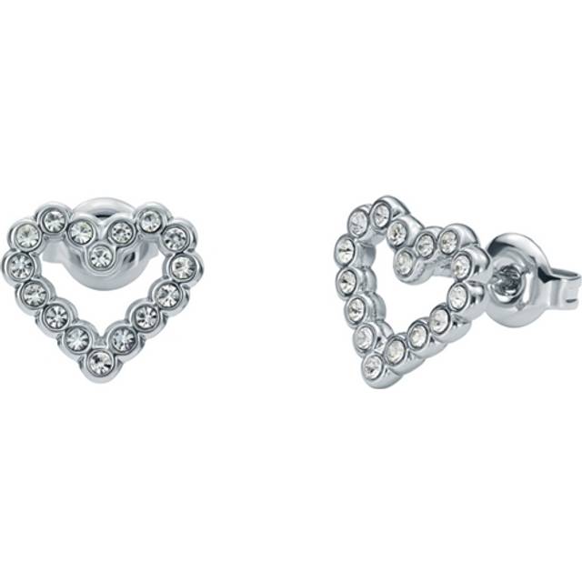 Ted Baker Silver Plated Crystal Halo Heart Stud Earrings