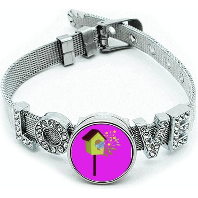 Bird's-nest Bule Flower Art Deco  Fashion Bracelet Wristband Crystal Love Adjustable Bangle