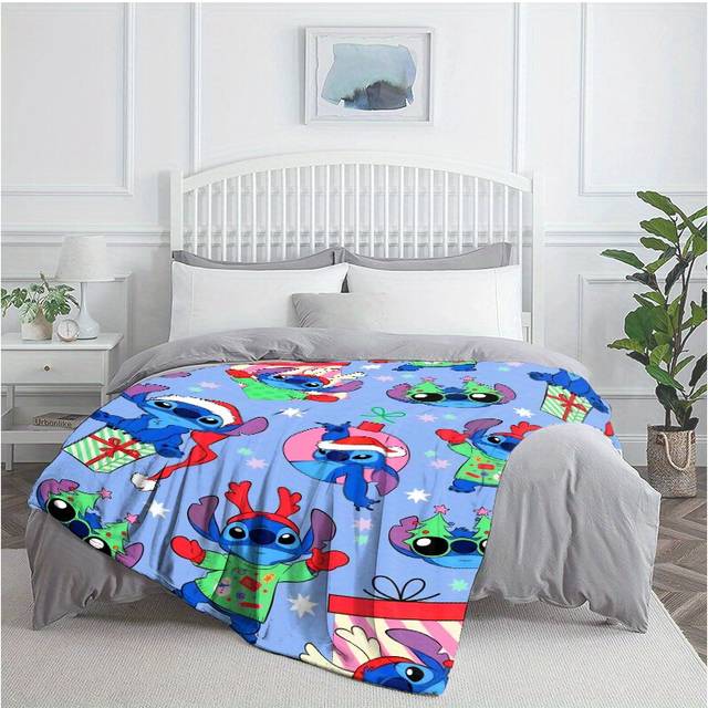 (149.99*200.0cm, Polyester) Christmas Stitch Flannel Throw Blanket - Soft, Warm, Knitted Polyester Digital Print Fleece Throw