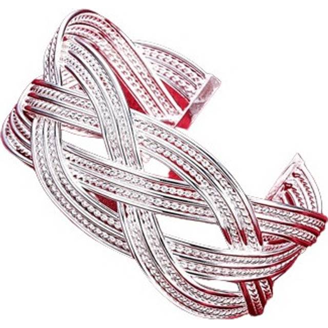 925 Sterling Silver Bracelets for Women elegant Braided wire bangle - Orange (S)