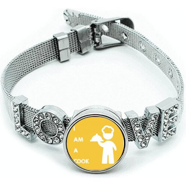 Food Position Dish Cook Art Deco Fashion Bracelet Wristband Crystal Love Adjustable Bangle