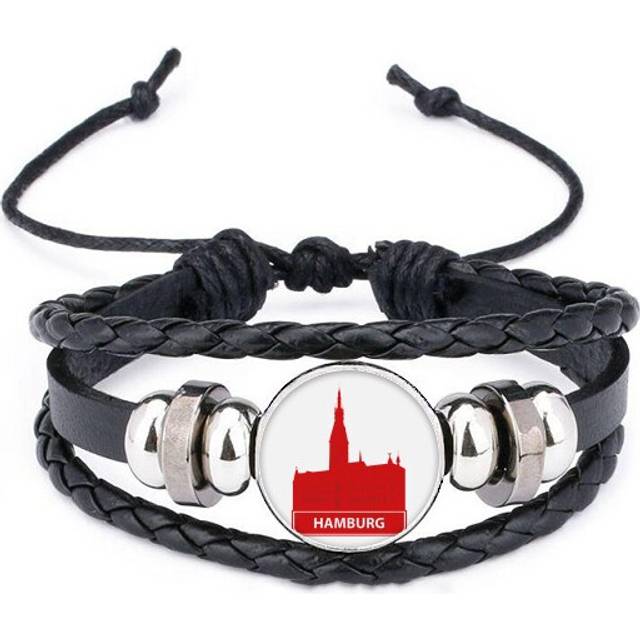 hamburg germany  red landmark bracelet braided leather woven  wristband