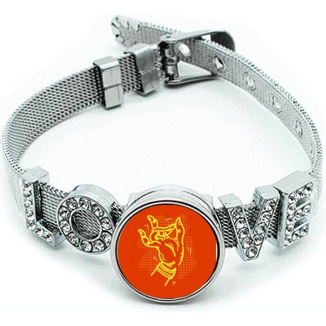 Lotus Fingerprint Mudra Motion Bracelet Wristband Crystal Love Adjustable Bangle