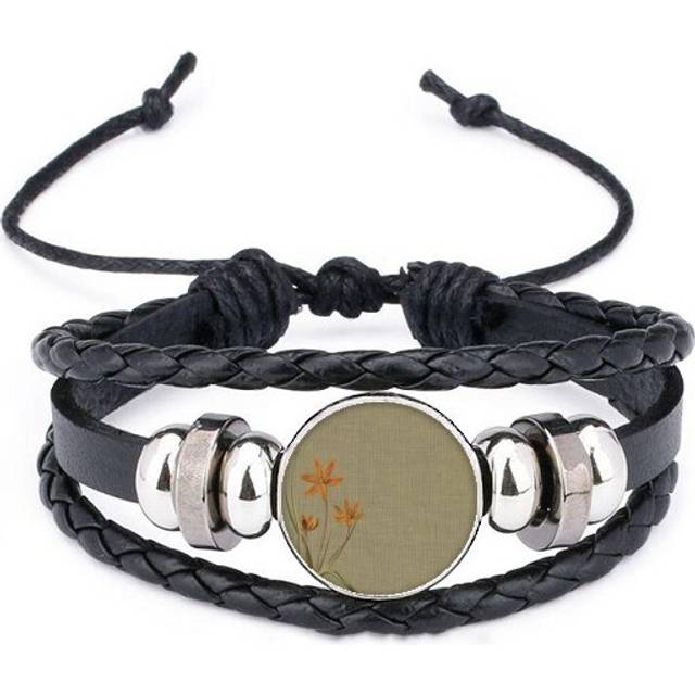 flax orchid tradition design embroidery bracelet braided leather woven  wristband