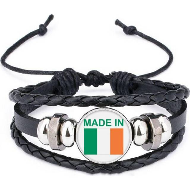 ireland country love bracelet braided leather woven  wristband