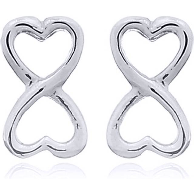 Jewelco London Rhodium Silver Love Heart Infinity Figure 8 Bow tie Stud Earrings - AES154