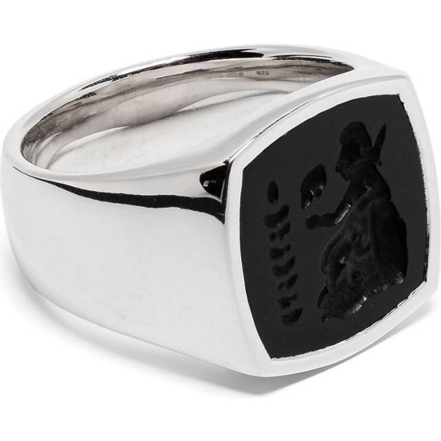 Tom Wood - Athena onyx-embellished ring - men - Sterling Silver - 54 - Metallic