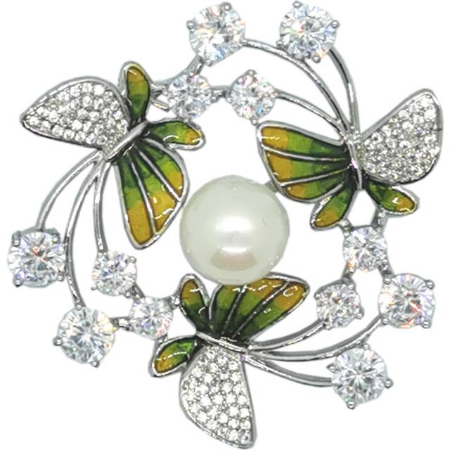 (Green) Circle of Butterflies Brooch by Equilibrium
