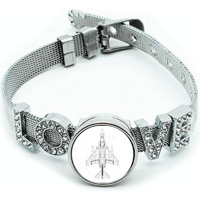Aircraft Fight Line Art Deco  Fashion Bracelet Wristband Crystal Love Adjustable Bangle