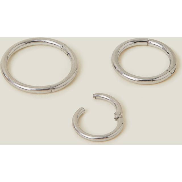 Multicolour 3-Pack Platinum-plated Surgical Steel Clicker Hoops - Accessorize - One Size
