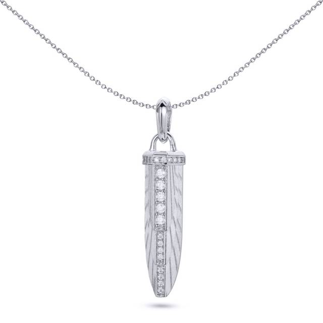 Jewelco London Men's Rhodium Silver Round CZ Empire Amulet Sword Sheath Charm Pendant - APD193