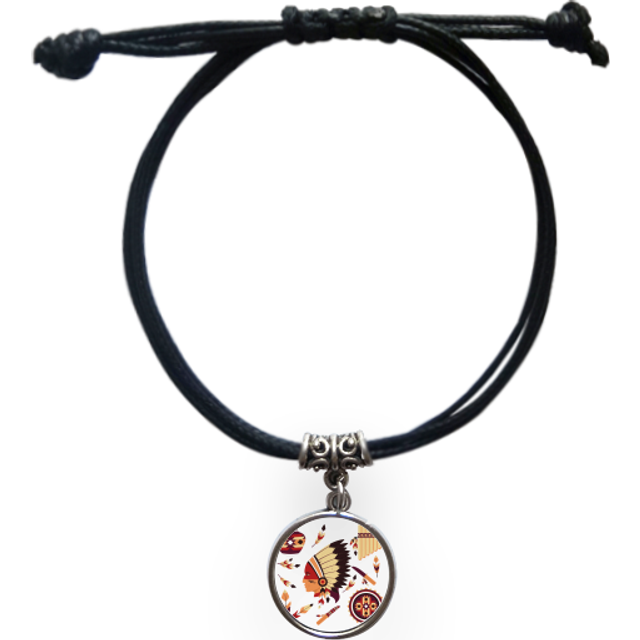 indian feather headdress traditional american bracelet leather wristband black jewelry