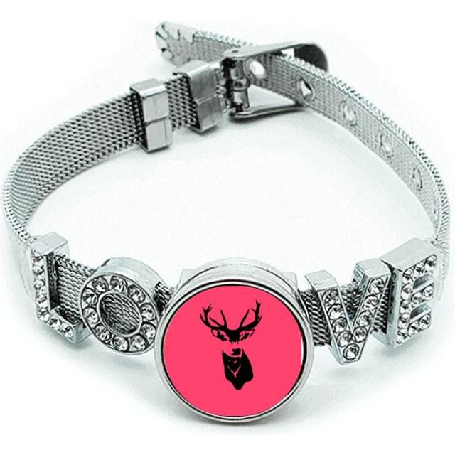 Deer Hunts Sign Art Deco  Fashion Bracelet Wristband Crystal Love Adjustable Bangle