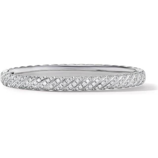 David Yurman - 18kt white gold Sculpted Cable bangle diamond bracelet (6.2mm) - women - Diamond/18kt White Gold - M - Silver