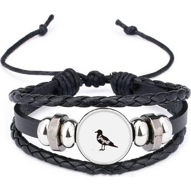 seagull black and white animal bracelet braided leather woven  wristband