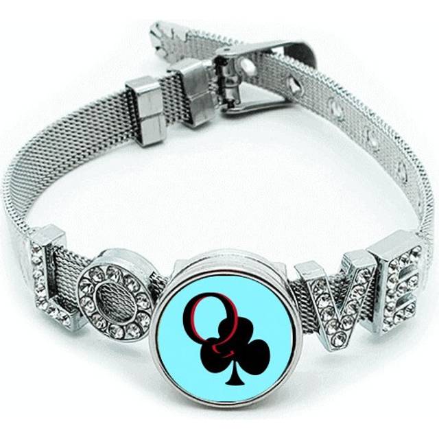 Happiness Queen Club Q Poker Bracelet Wristband Crystal Love Adjustable Bangle
