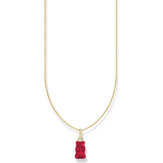 Thomas Sabo KE2209-414-10-L45 Vergoldete Kette mit rotem Golbären Anhänger Damen