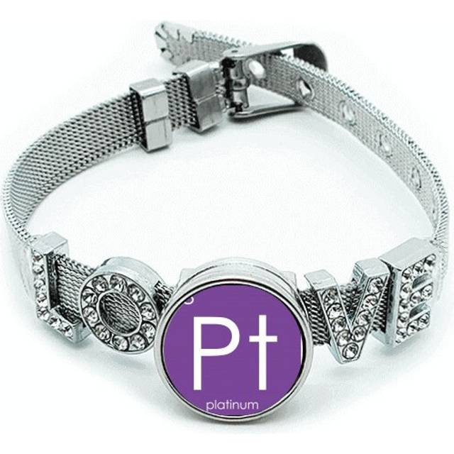 Chestry Elements Period Table Transition Metals Platinum Pt Bracelet Wristband Crystal Love Adjustable Bangle