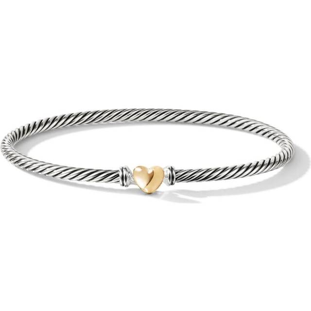 David Yurman - 18K rose gold and sterling silver Cable Collectibles Heart bracelet (3mm) - women - Sterling Silver/18kt Yellow Gold - S