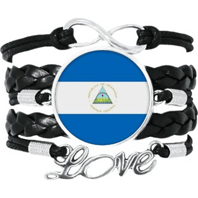 nicaragua national flag north america country bracelet love accessory twisted leather knitting  wristband