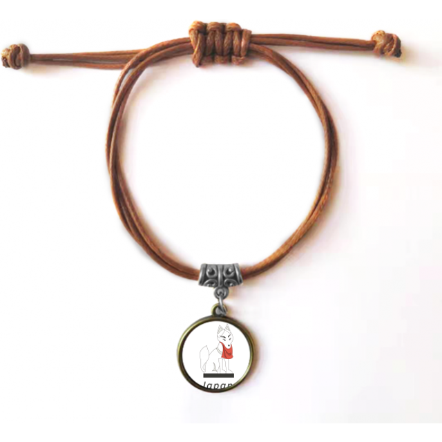 local japanese famous fox bracelet leather hide  wristband brown jewelry